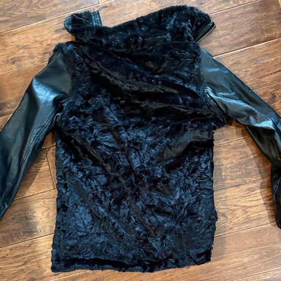 Dennis Basso Sterling Black Jacket vest Faux Leather Removable Sleeves sz s - Picture 8 of 8